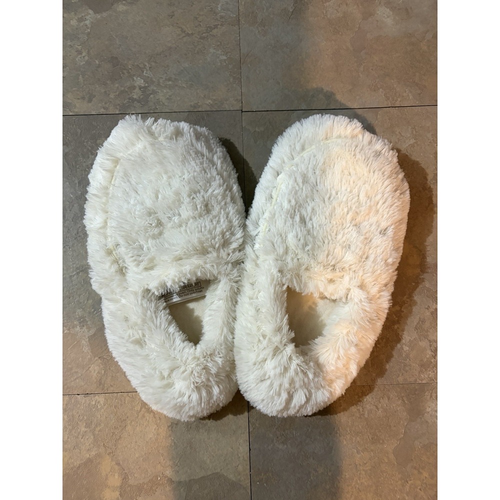 Warmies Heatable Lavender Scented Microwavable Slippers, Cream